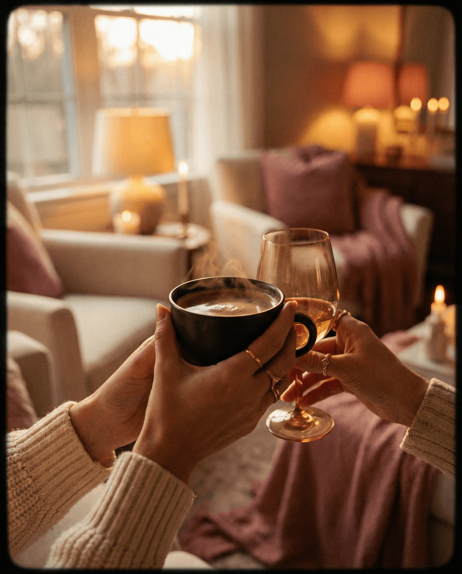 Stylish woman with phone in dark studio setting with warm accent lighting