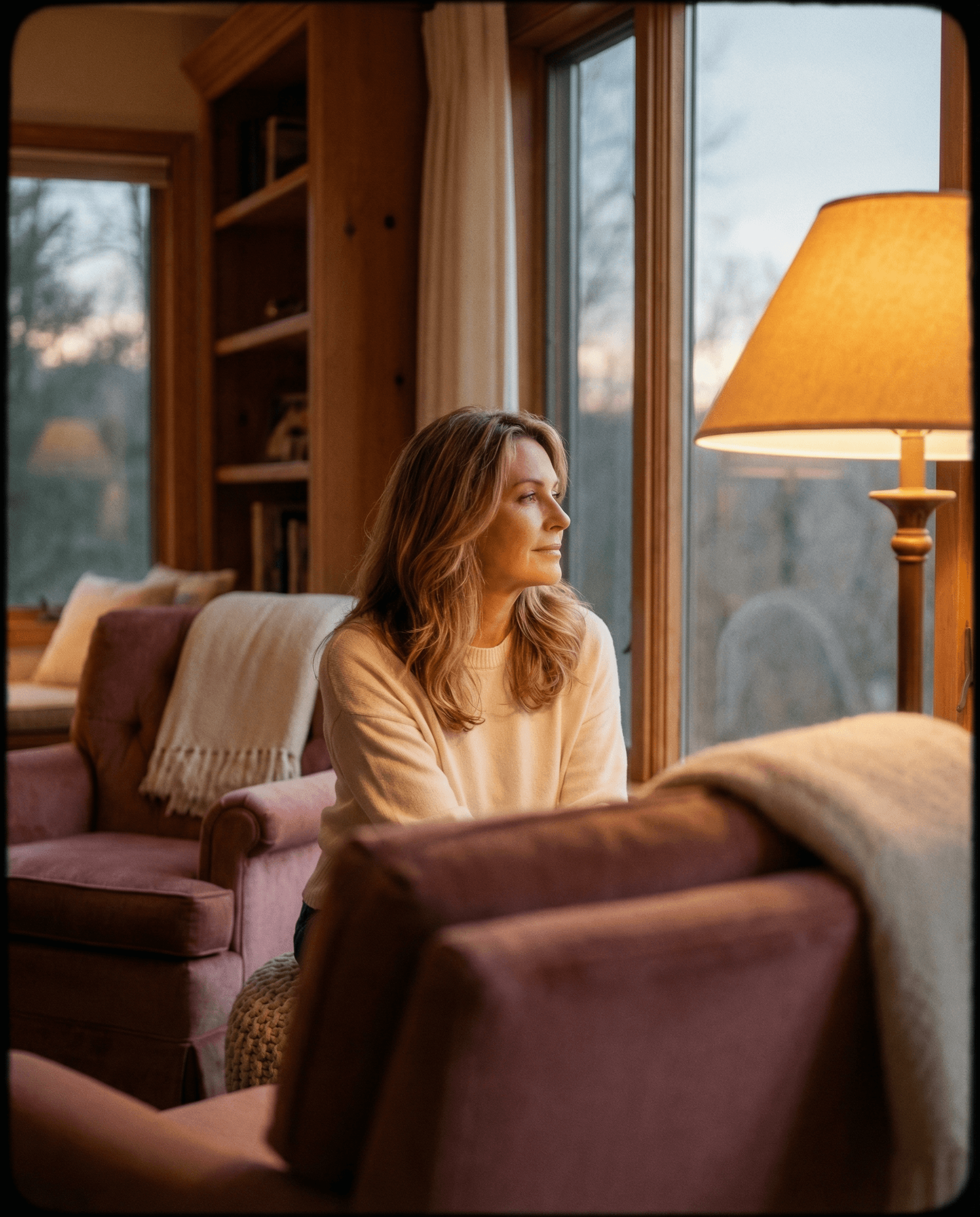 Confident man on urban rooftop at dusk with dramatic side lighting